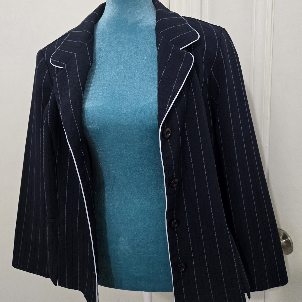 Navy Blue Pinstripe Blazer - Picture 4 of 4